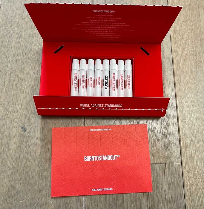 Oryginalny zestaw miniatur perfum Borntostandout BTSO - Dirty & Sticky - discovery kit 8 x 2 ml