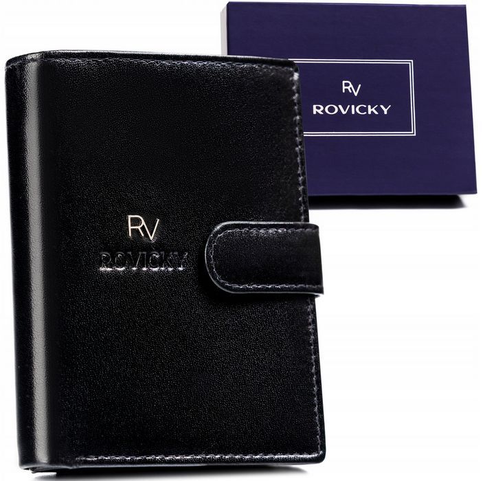 stylowy, skórzany portfel męski na zatrzask - rovicky