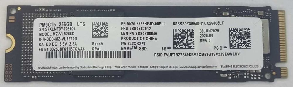 SSD диск SAMSUNG PM9C1b 256GB M.2 NVMe PCIe 4.0 x4 TLC OEM