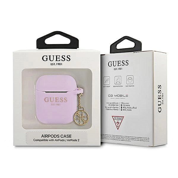 Etui Guess Silicone Charm 4G Collection na AirPods 1/2 - fioletowe