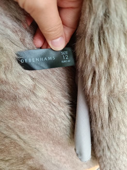 Ciepły zimowy płaszcz, sztuczny kożuch z kołnierzem