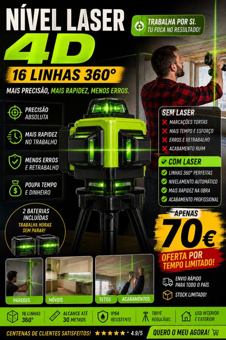 Nível a Laser 16 Linhas com Tripé