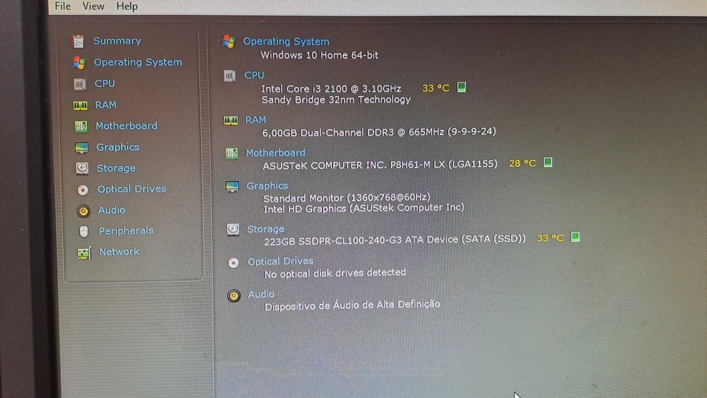 Computador PC HP Intel Core I3 2100 3.10 Ghz + Monitor LG W1946 19" Polegadas + Colunas 2.1