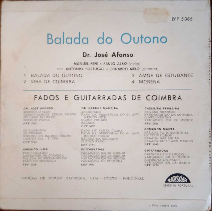 José Afonso	- - - - -		Balada do Outono	- - - - -	EP