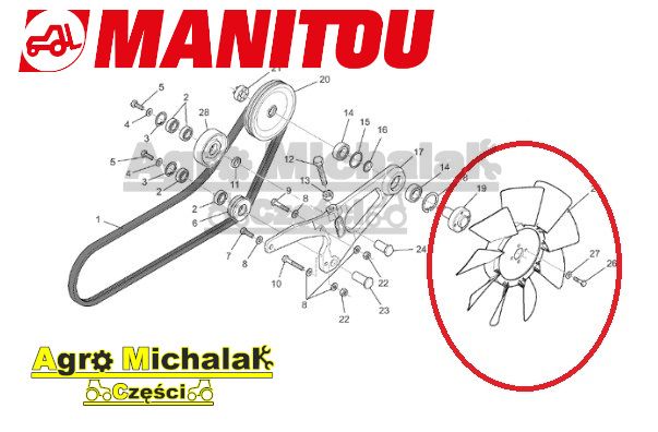 Wentylator chłodnicy Manitou MLT 735, 845, 1035, 1435, MLB625, 238796