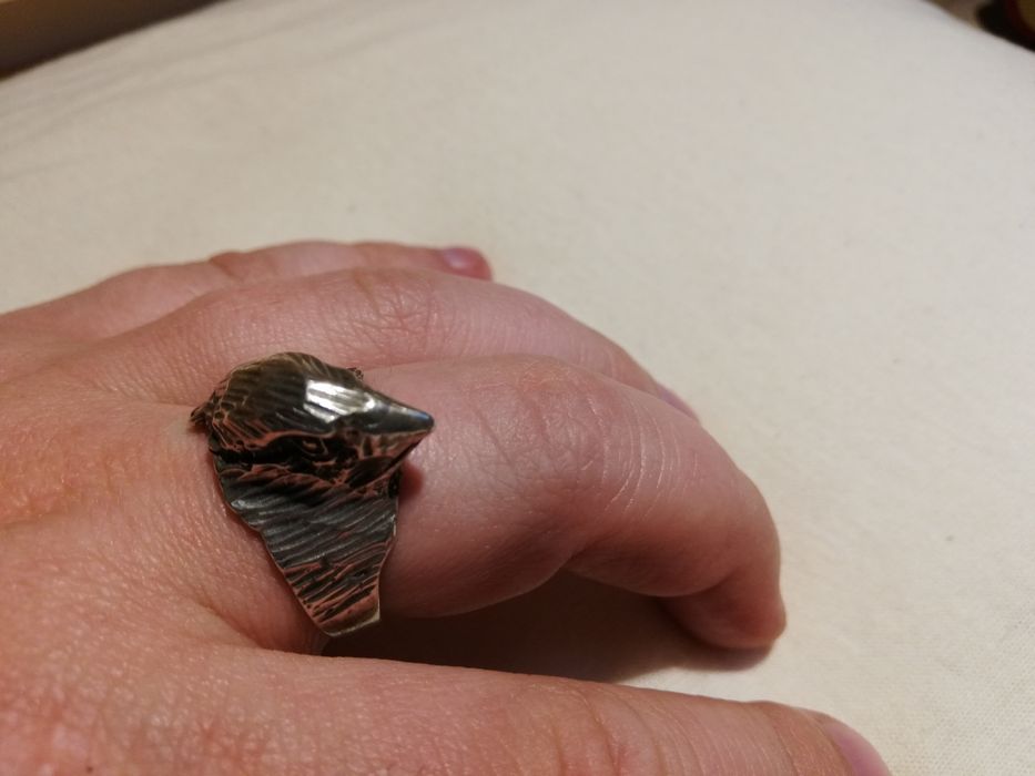 Sygnet srebrny srebro głowa ptaka