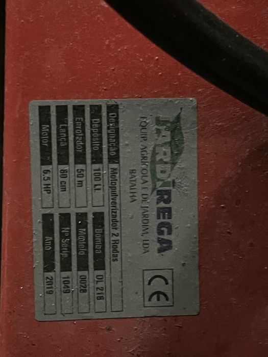 Pulverizador a Motor 100L - Motor 6.5cv (20bar)