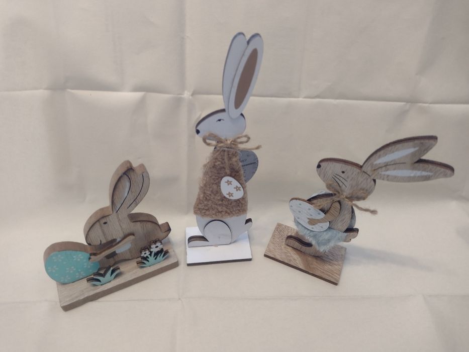 Ozdoby wiosenne wielkanocne trzy zajączki różne wzory