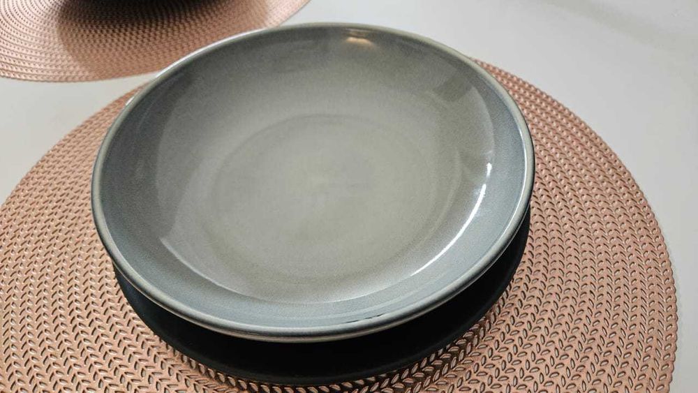 Jogo de 4 Pratos Fundos Verdes de Louça Gres