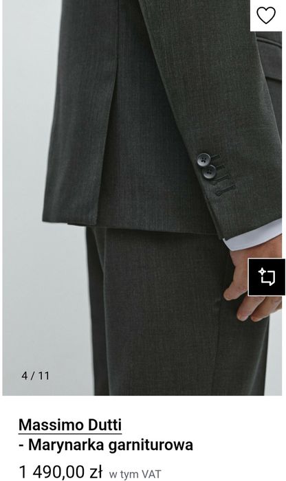 MASSIMO DUTTI 54R wełniana marynarka jasno szara w drobną kratkę