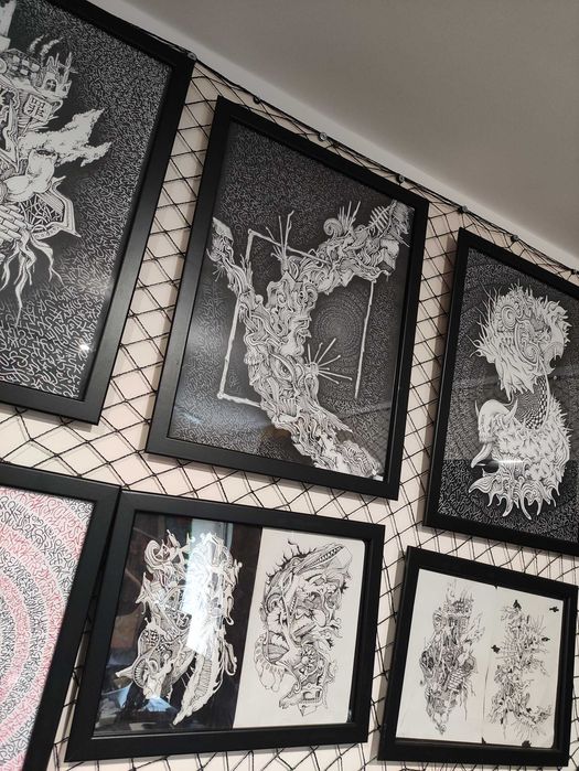 Obraz "POZA RAMĄ" 40x30 Abstrakcja Surrealizm  Polska grafika w ramie