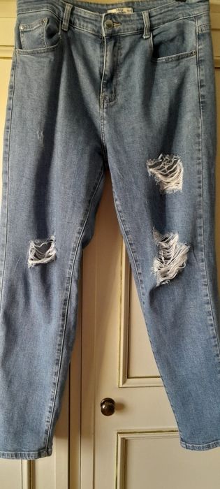 Calcas de ganga mom jeans rasgadas xl