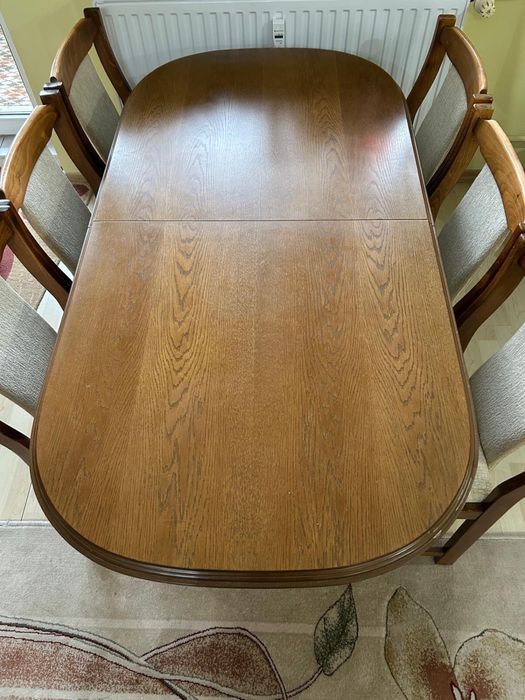 Stół dębowy owalny z krzesłami