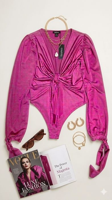 Жіноче боді Boohoo, боді, рожеве боді, боді на довгий  рукав, boohoo