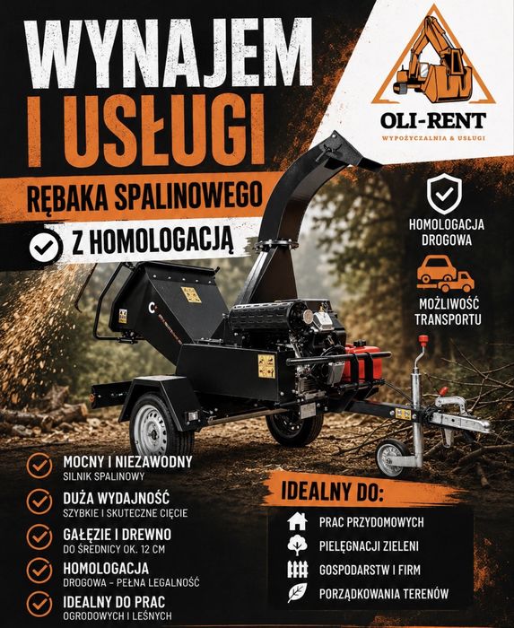 Rębak spalinowy z homologacją - wynajem i usługi, wypozyczalnia, rebak, wycinka, sprzatanie dzialek