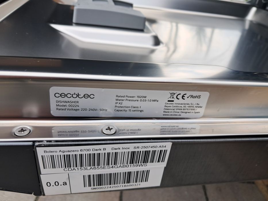 Cecotec Zmywarka  Bolero Aguazero 6700  DARK B.