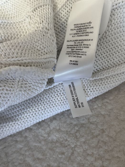 Sweter Polo Ralph Lauren S biały warkocz nowa kolekcja old money