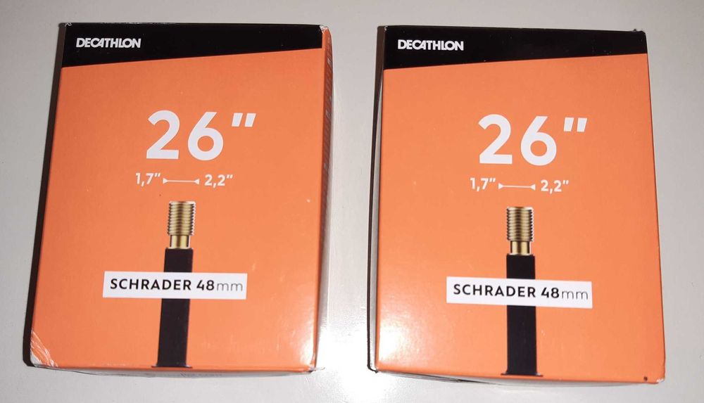 Dętki rowerowe 26 cali 26 x 1,7 / 2,2 wentyl schrader 48 mm Decathlon zawór samochodowy Dętka Rower Górski MTB Góral