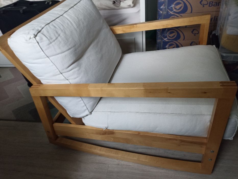 Fotel bujany Ikea lite drewno