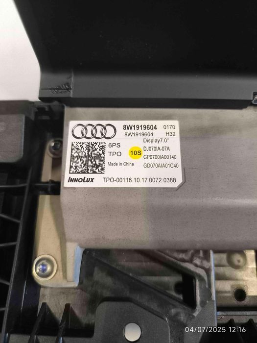 Display / Ecrã de Informações AUDI A4 B9 2.0 TFSI (183 kW / 249 cv) [11.2015 - 11.2019] 8W1919604 (OEM) | DJ070IA07A (OEM) | GP0700IA00140 (OEM)
