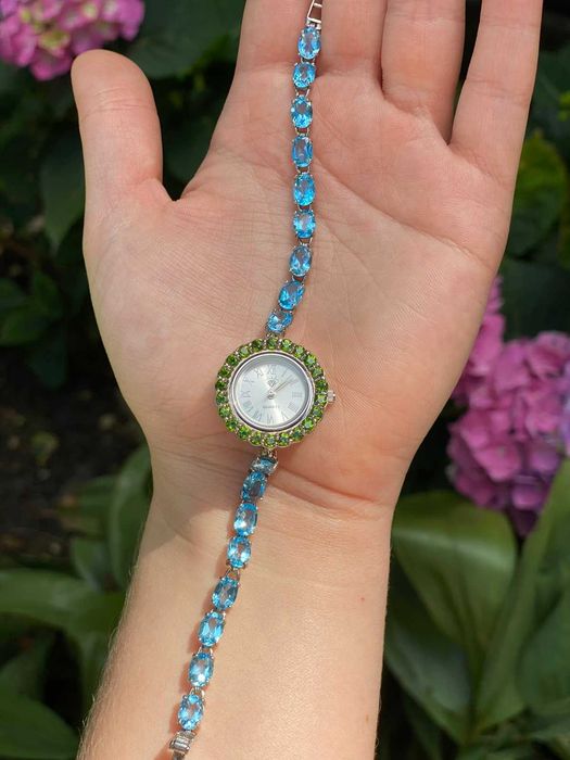 Zegarek srebrny z naturalnymi Topazami !!!