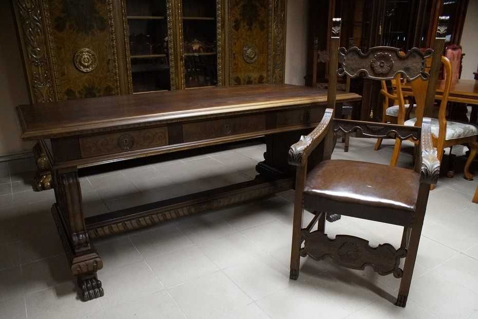 Biurko / Stół +  Fotel 2 Krzesła Łapy ok 1930 rok Obustronne Zapraszam