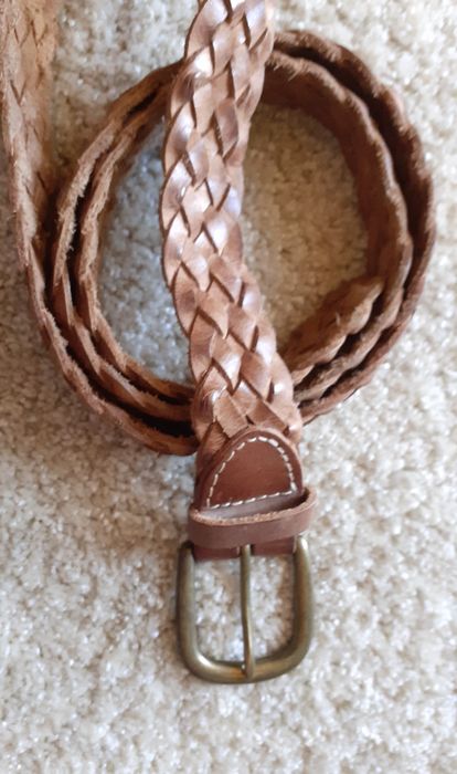 Pasek ze skóry, plecionka, 128 cm