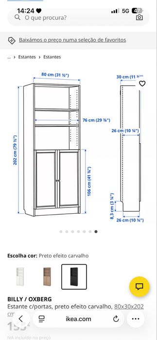 Armário-estante com portas