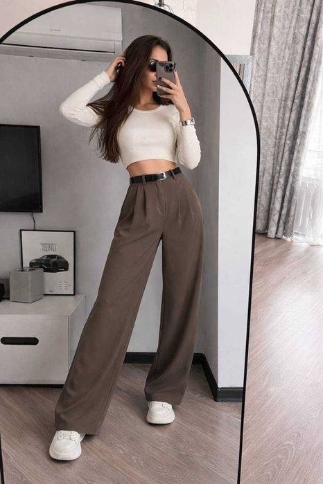 Жіночі класичні брюки палаццо прямі штани костюмні