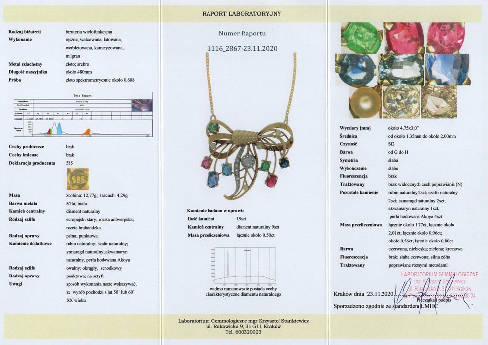 Stara Biżuteria Wielofunkcyjna - Naszyjnik - Broszka - 17,06g - KRAKÓW