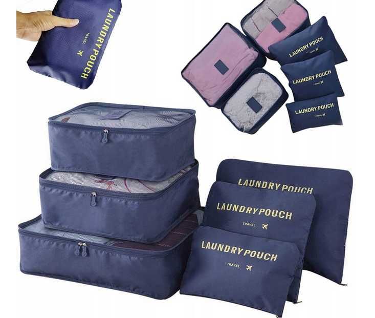 Organizery podróżne do walizki 6 szt. - Granatowe