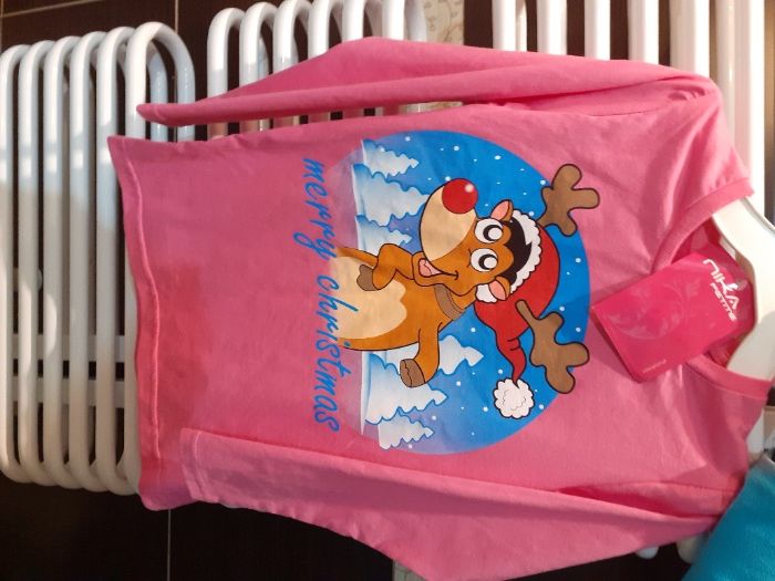 nowa bluzka dziewczęca - 134 cm, bawełna 100%, motyw świąteczny