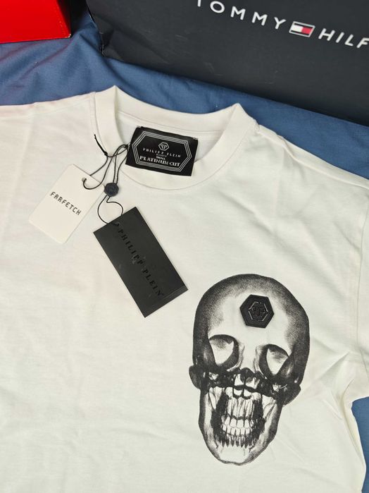 Koszulka męska tshirt Philipp Plein biała krótki rękaw premium M-XXXL czaszka
