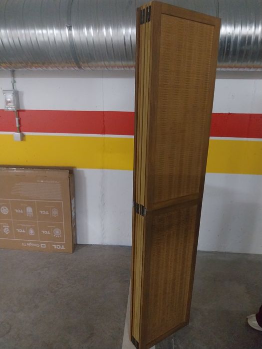 Biombo c/ 6 painéis madeira paulownia castanho