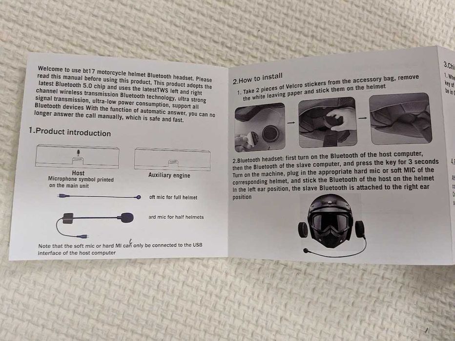 Słuchawki mikrofon Bluetooth do kasku BT17 nieużywane