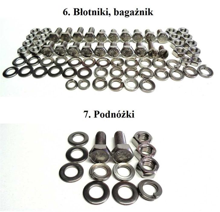 Romet Ogar 200 205 Komplet śrub zestaw śruby nierdzewne