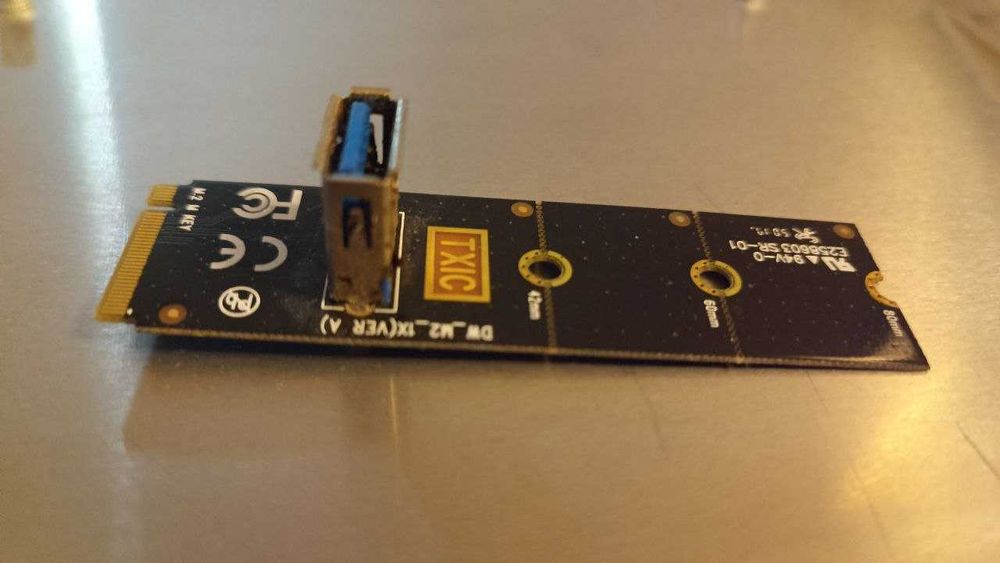 Adapter M.2 M-Key na Port PCI-E X1 USB3.0 do koparki