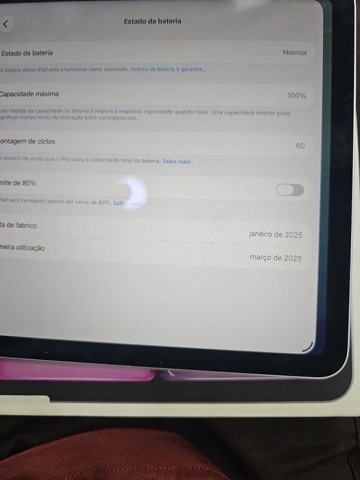 Ipad Air m3 2025 128gb 100% bateria 60 ciclos