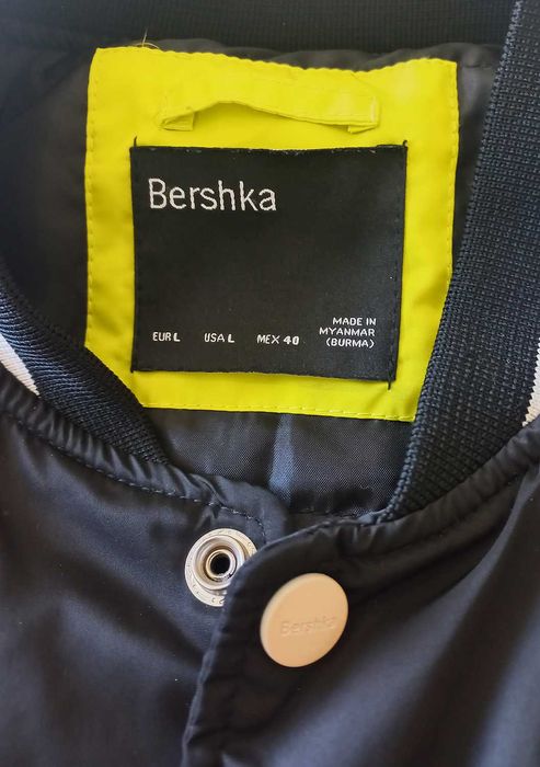 Casaco Blusão Bomber Impermeável Preto Amarelo L Bershka