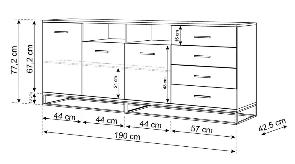 Komoda ARSEN 3D4S 190 cm dąb palony grafit