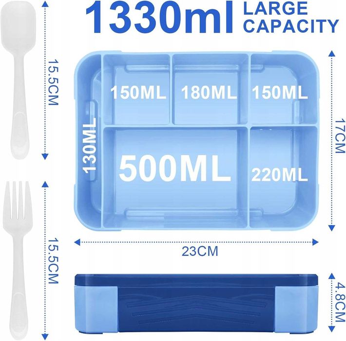 IJIAMY Lunchbox Bento dla Dzieci 5 Przegród Szczelny BPA Free