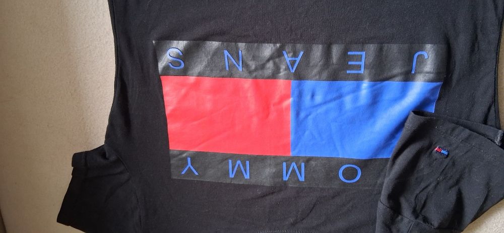 TOMMY HILFIGER Jeans czarny T-shirt damski L/40