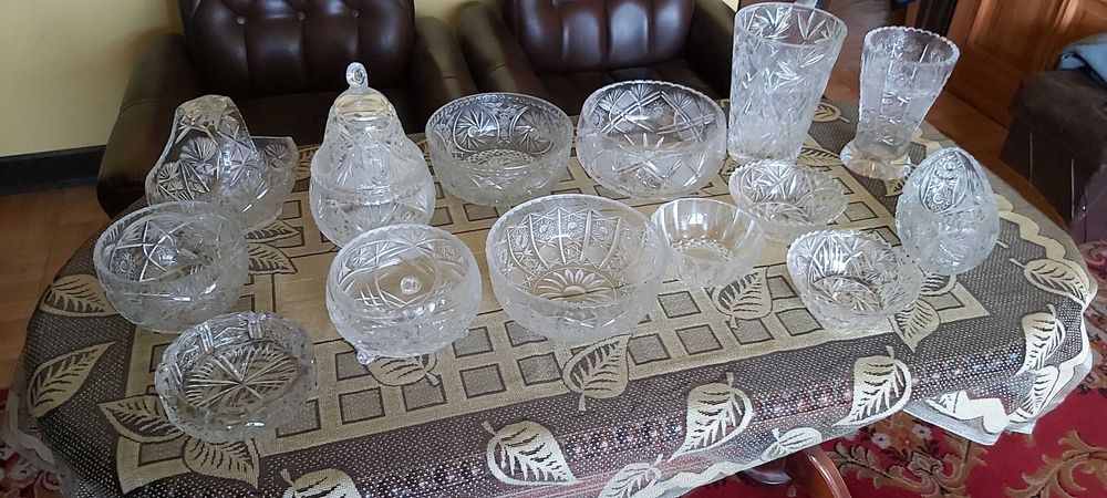 kryształy PRL oryginalne zestaw 3 idealny stan