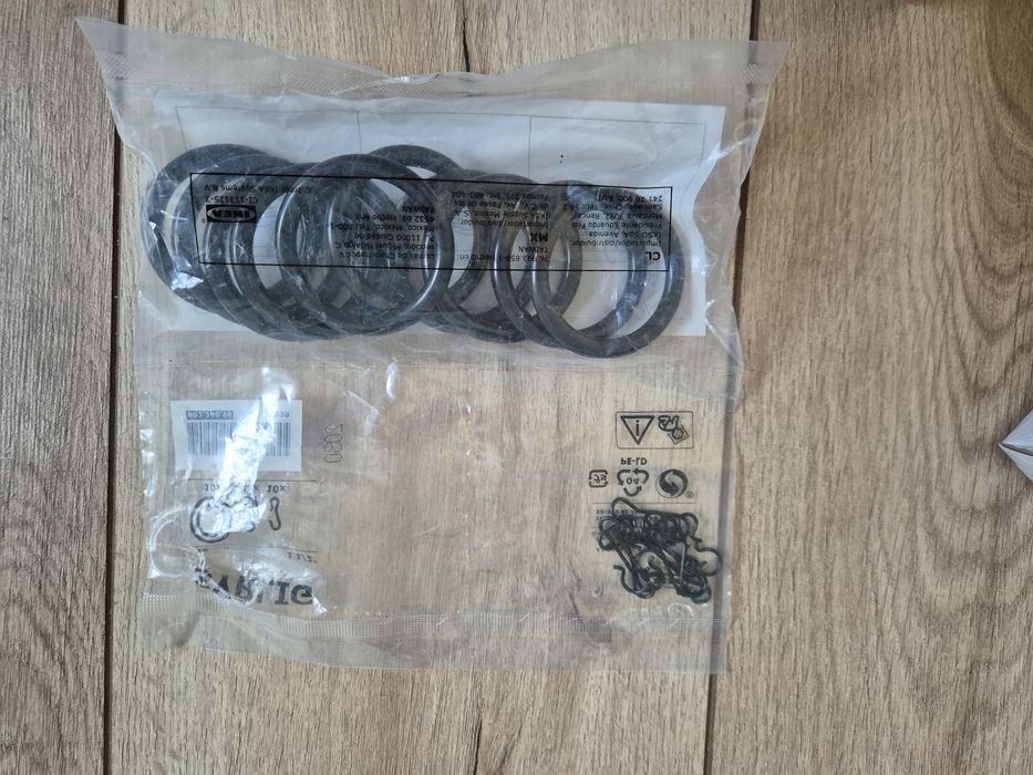 Karnisz Ikea Hugad 120-210, wspornik, końcówki, kółka