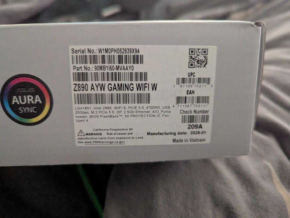 Материнська плата Asus Z890 AYW GAMING WIFI W (s1851, Intel Z890)