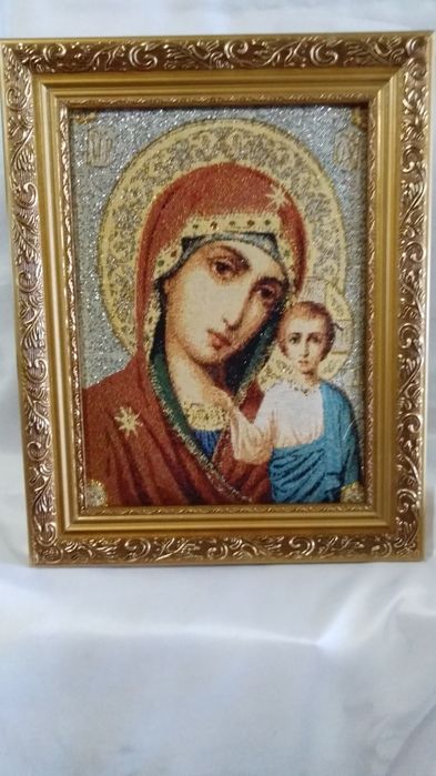 Венчальная пара икон  гобелен "Спаситель и Божья Матерь".
