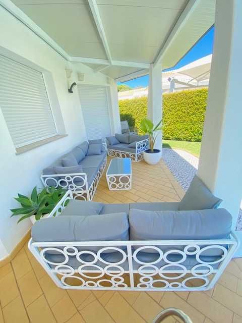 Salao de jardim exterior  branco en metal