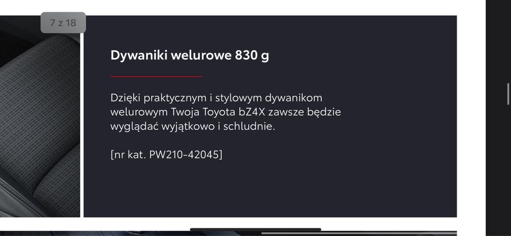 Toyota bZ4X Nowe Oryginalne Dywaniki welurowe