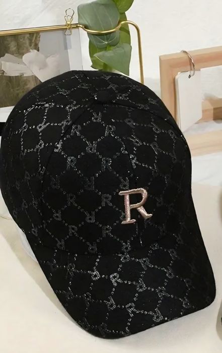 Czapka z daszkiem w stylu miejskim, Regulowana Styl GLAMOUR Czarna