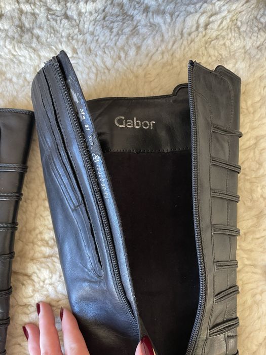 Brązowe czarne botki wysokie wysoka cholewka Gabor kozaki ciemne 38,5